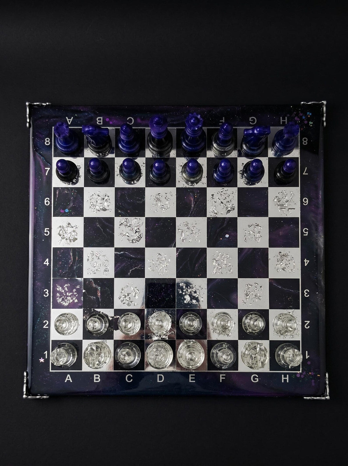 Cosmic Galaxy Resin Chess Set Handmade Epoxy Space Board Luxury Chess Game Design 30cm