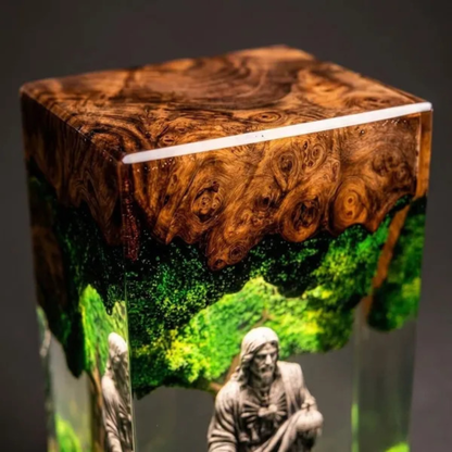 Jesus Resin Lamp – Handmade Sacred Heart Christian LED Light