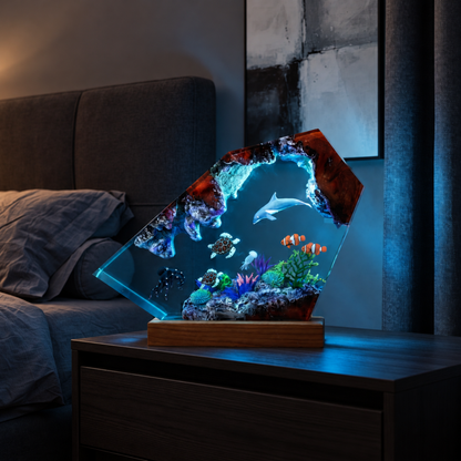 Ocean Resin Lamp Dolphin, Sea Turtle and Octopus