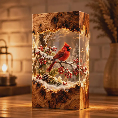Red Cardinal Bird LED Night Light - Winter Decor Gift