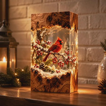 Red Cardinal Bird LED Night Light - Winter Decor Gift
