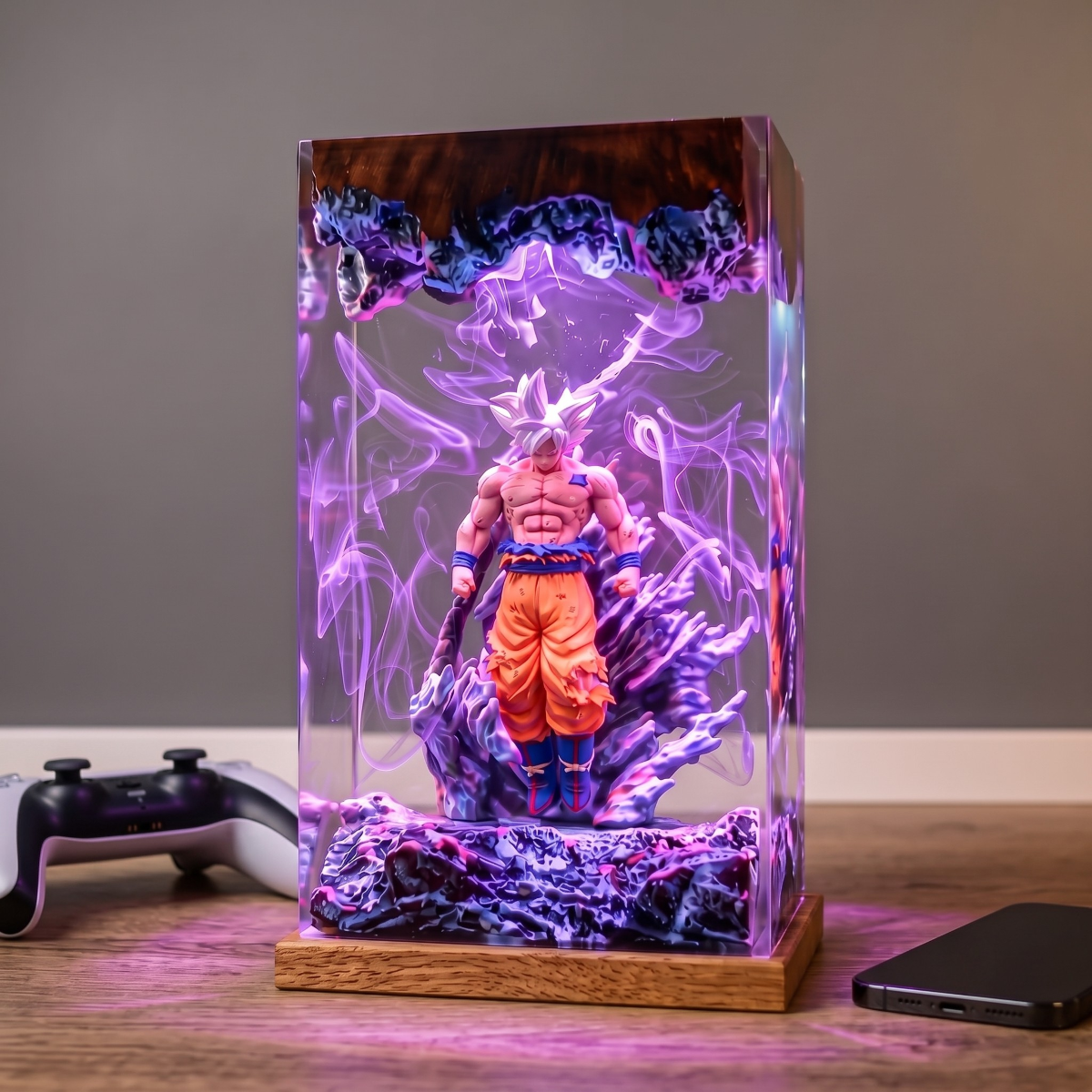 Anime Warrior Resin Lamp – Handmade Gaming Room Decor & Anime Fan Gift