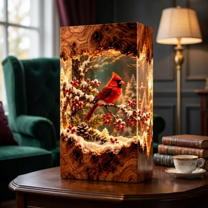 Red Cardinal Bird LED Night Light - Winter Decor Gift