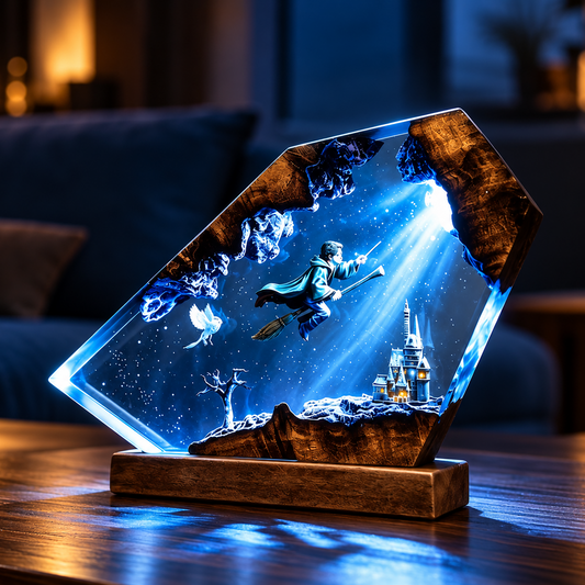 Handmade Harry Potter Resin Lamp - Wizard Resin Lamp - Epoxy Magical Castle Night Light