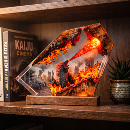 Glowing Monster Epoxy Night Light - Kaiju City Rampage Resin Lamp