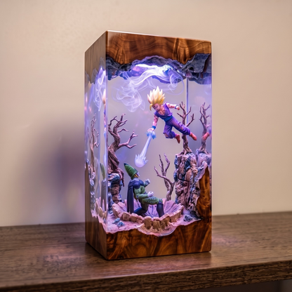 Saiyan Warrior Energy Diorama Night Light - Handmade Gaming Room Decor