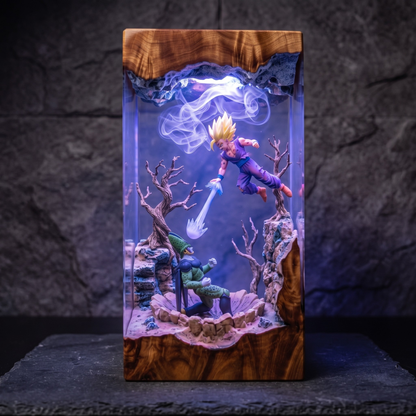 Saiyan Warrior Energy Diorama Night Light - Handmade Gaming Room Decor