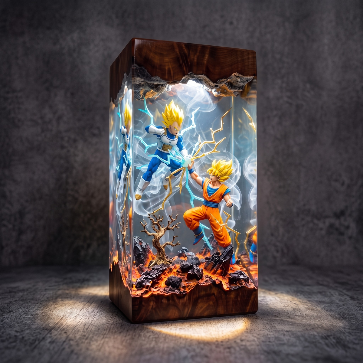 Anime Warriors Resin Lamp – Energy Clash Epoxy Night Light