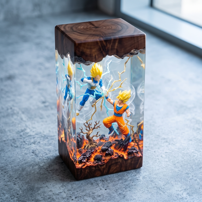 Anime Warriors Resin Lamp – Energy Clash Epoxy Night Light
