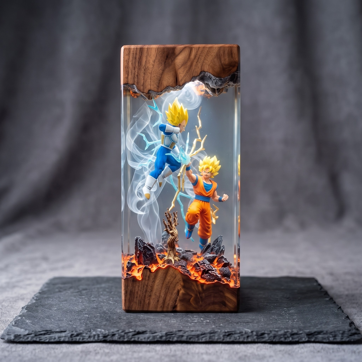 Anime Warriors Resin Lamp – Energy Clash Epoxy Night Light