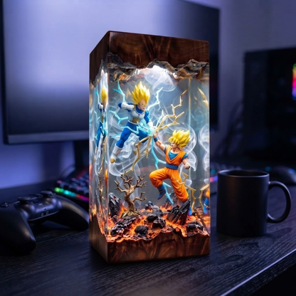 Anime Warriors Resin Lamp – Energy Clash Epoxy Night Light