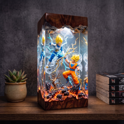 Anime Warriors Resin Lamp – Energy Clash Epoxy Night Light