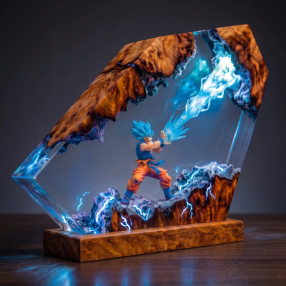 Anime Warrior Super Saiyan Resin Lamp - Power Aura Diorama Epoxy Night Light