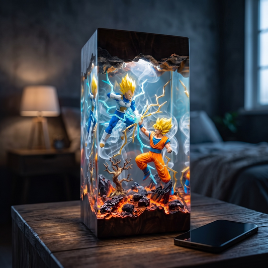 Anime Warriors Resin Lamp – Energy Clash Epoxy Night Light