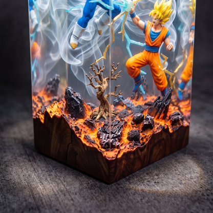 Anime Warriors Resin Lamp – Energy Clash Epoxy Night Light