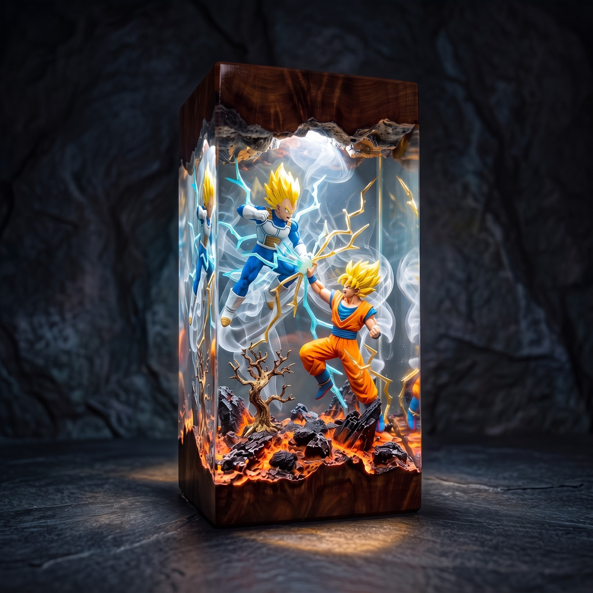 Anime Warriors Resin Lamp – Energy Clash Epoxy Night Light