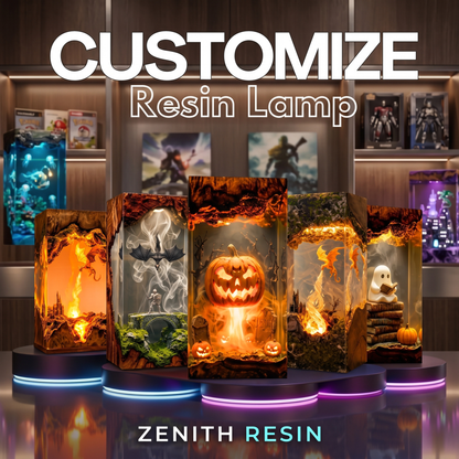 Custom Resin Lamp – Personalized Handmade Epoxy LED Night Light, Unique Custom Gift
