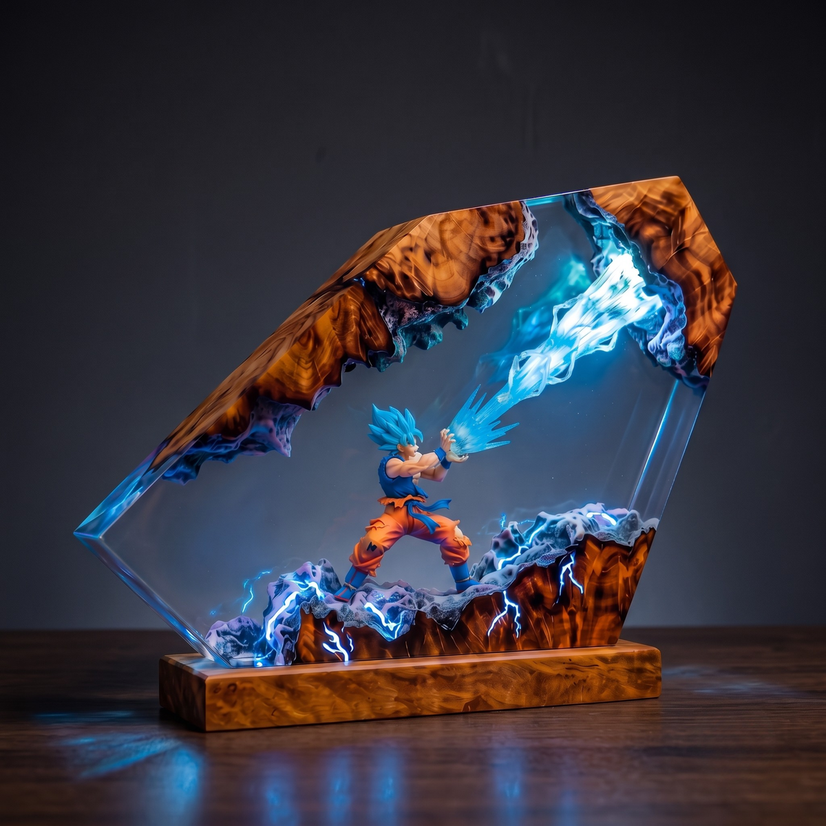 Anime Warrior Super Saiyan Resin Lamp - Power Aura Diorama Epoxy Night Light