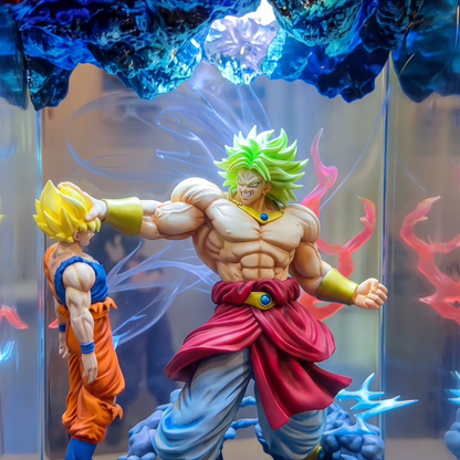 Legendary Green Aura Anime Warrior Resin Lamp - Epic Battle Diorama & LED Night Light