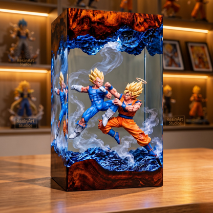 Legendary Battle Anime Resin Lamp - Epic Dual Fighter Diorama LED Night Light