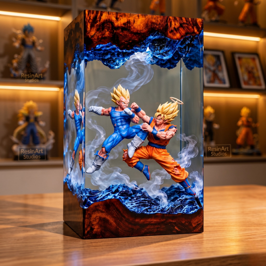 Legendary Battle Anime Resin Lamp - Epic Dual Fighter Diorama LED Night Light