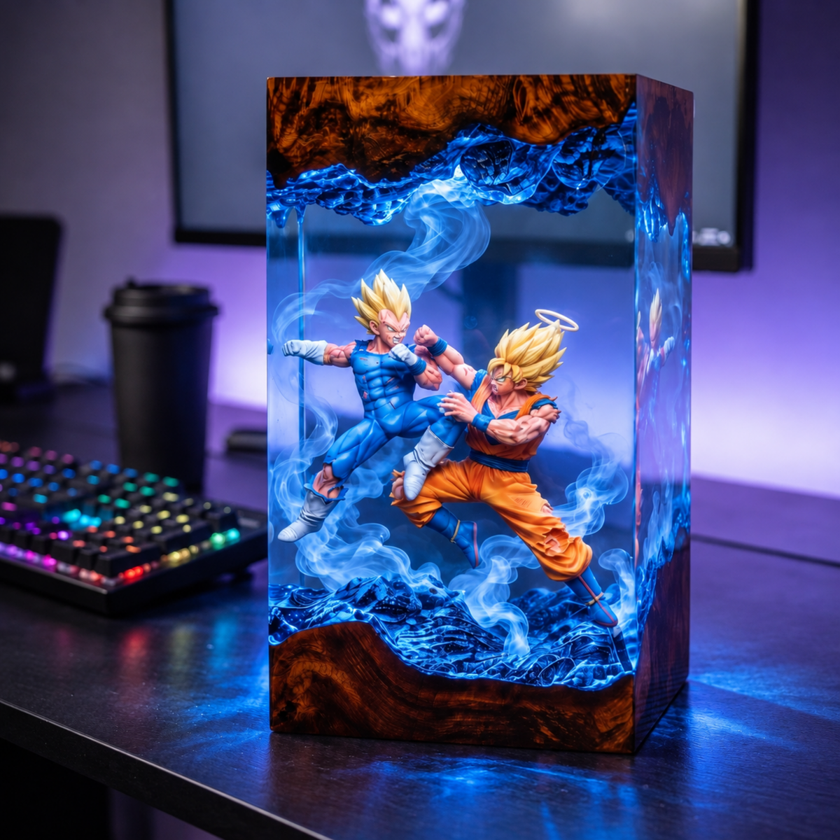 Legendary Battle Anime Resin Lamp - Epic Dual Fighter Diorama LED Night Light