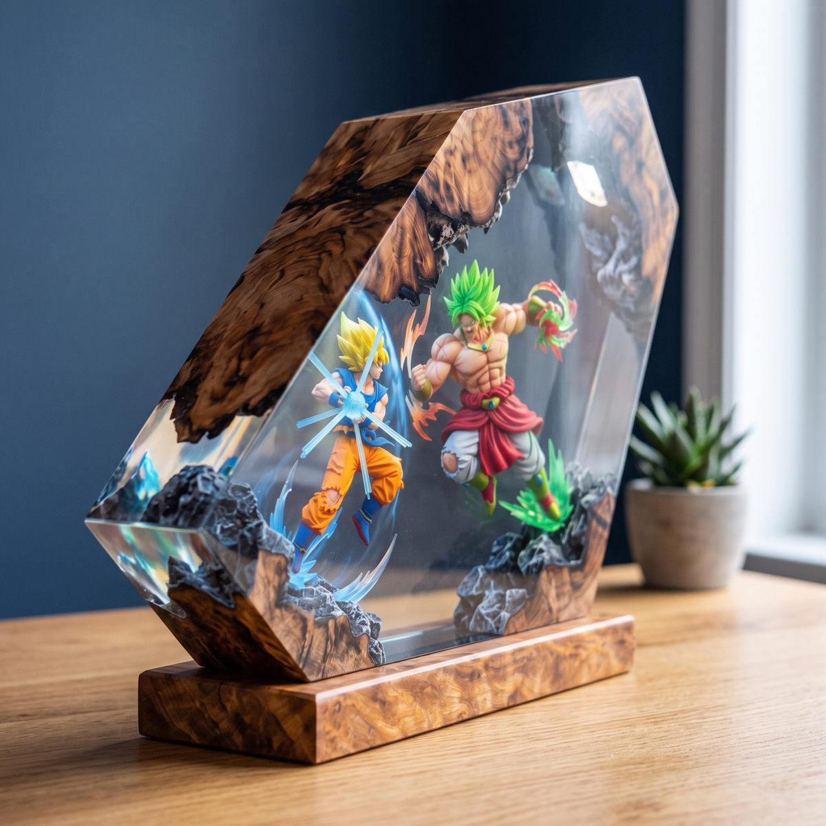 Anime Warriors Resin Lamp – Epic Energy Battle Epoxy Diorama Light