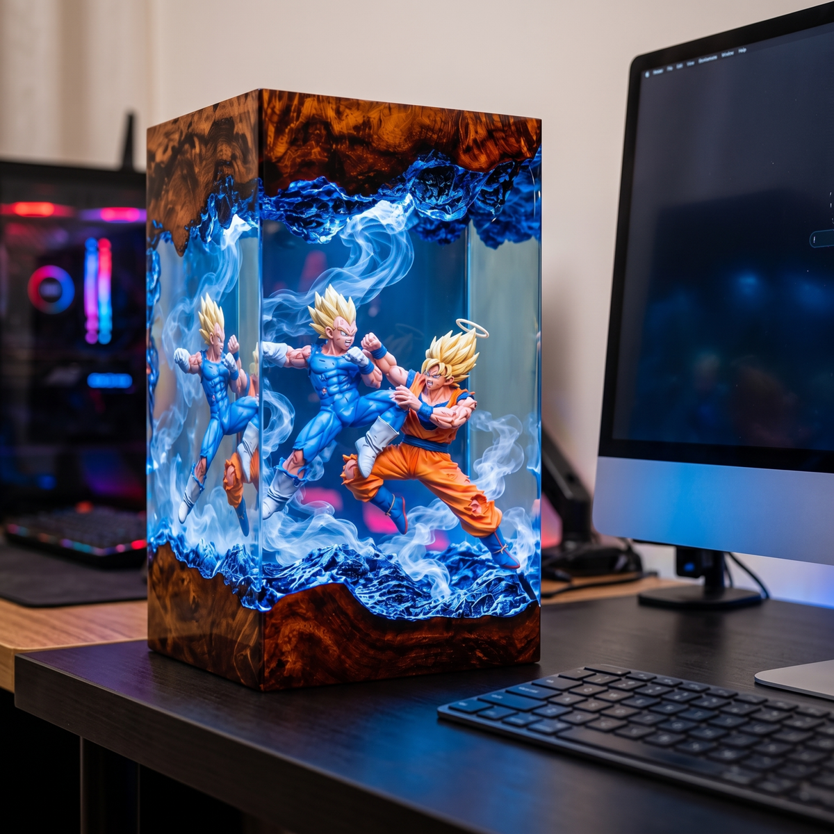 Legendary Battle Anime Resin Lamp - Epic Dual Fighter Diorama LED Night Light