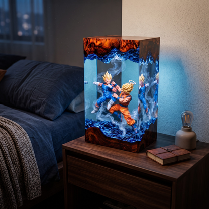 Legendary Battle Anime Resin Lamp - Epic Dual Fighter Diorama LED Night Light