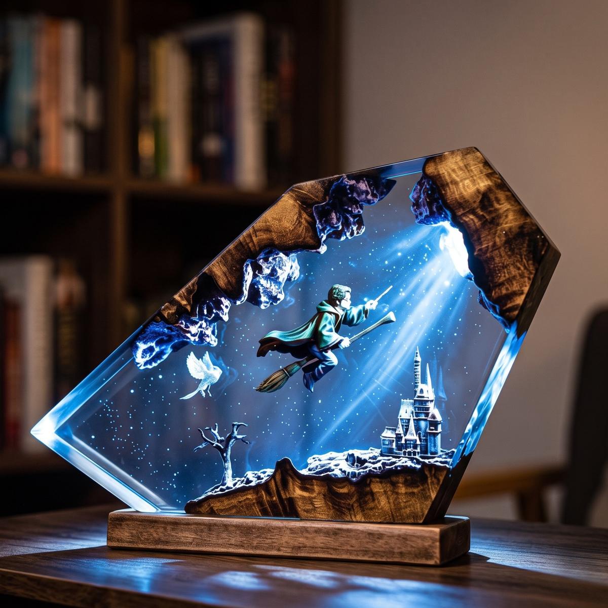 Handmade Harry Potter Resin Lamp - Wizard Resin Lamp - Epoxy Magical Castle Night Light