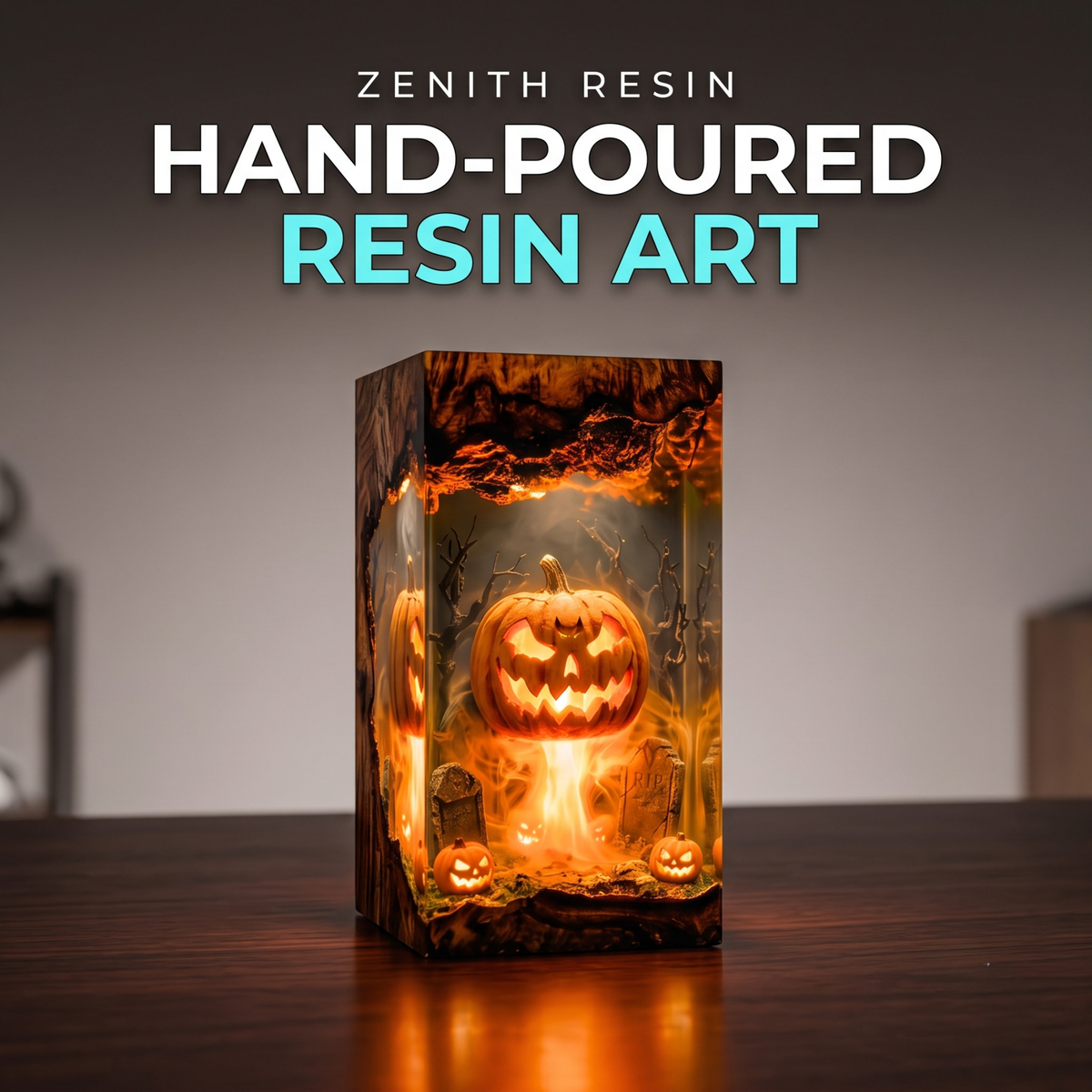 Custom Resin Lamp – Personalized Handmade Epoxy LED Night Light, Unique Custom Gift