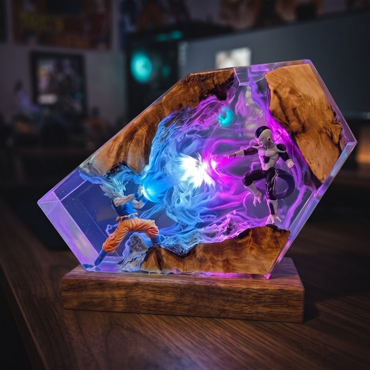 Goku vs Frieza Resin Lamp – Handmade Dragon Ball Z Kamehameha LED Night Light