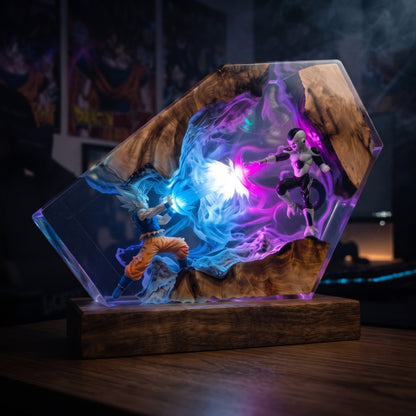 Goku vs Frieza Resin Lamp – Handmade Dragon Ball Z Kamehameha LED Night Light