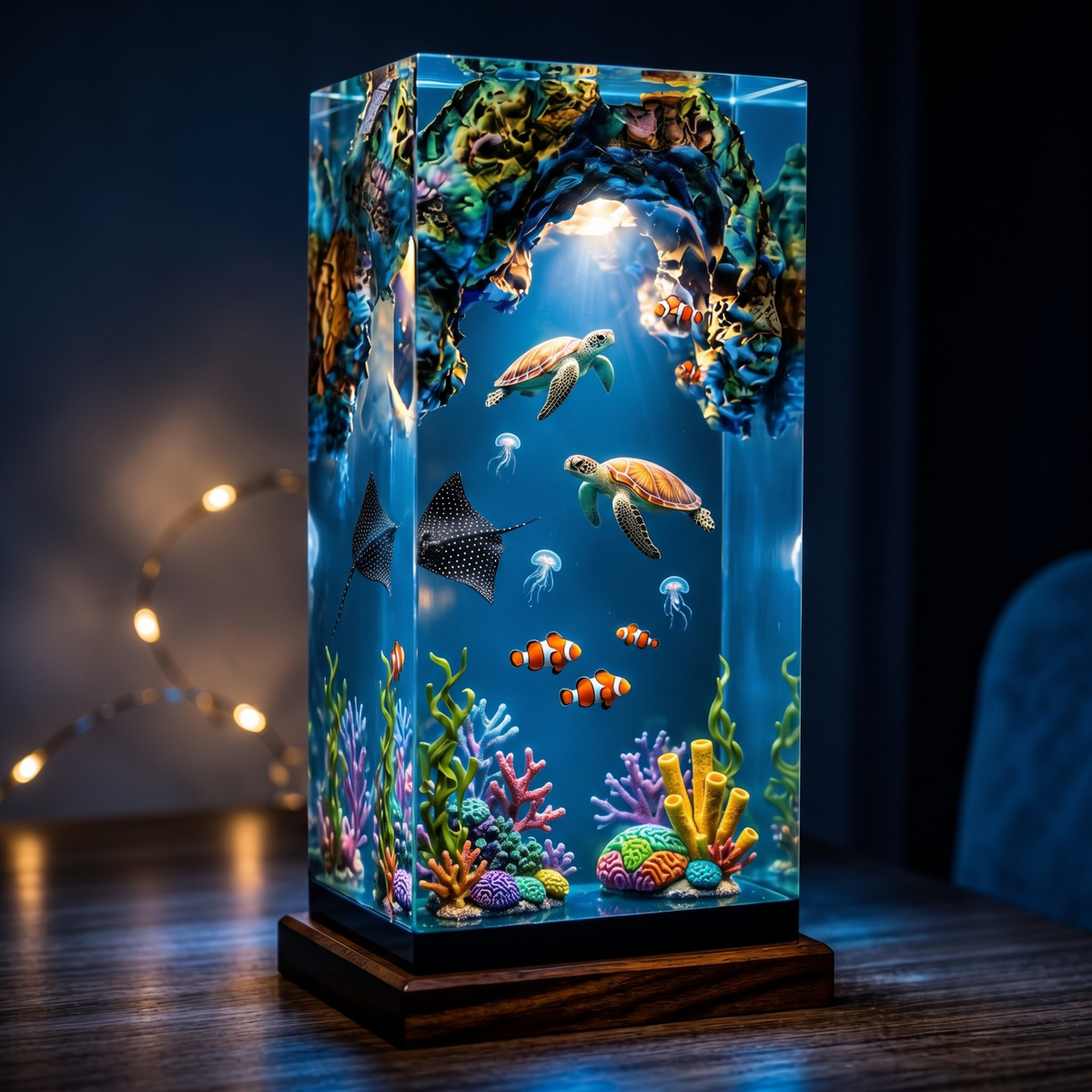 Sea Turtle & Manta Ray Coral Reef Night Light