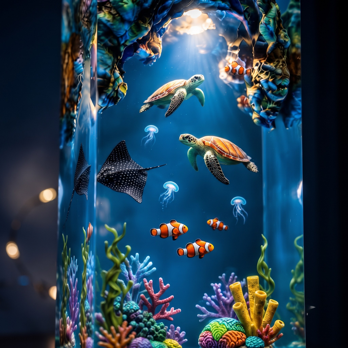Sea Turtle & Manta Ray Coral Reef Night Light