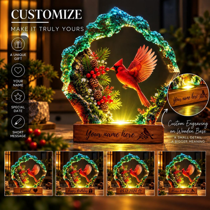 Red Cardinal Resin Night Light - Meaningful Bird Lover Gift
