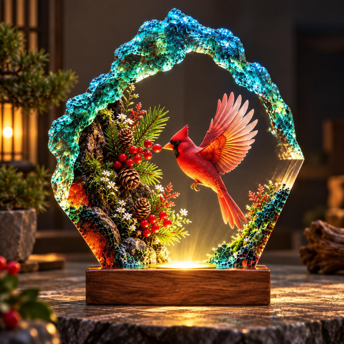 Red Cardinal Resin Night Light - Meaningful Bird Lover Gift