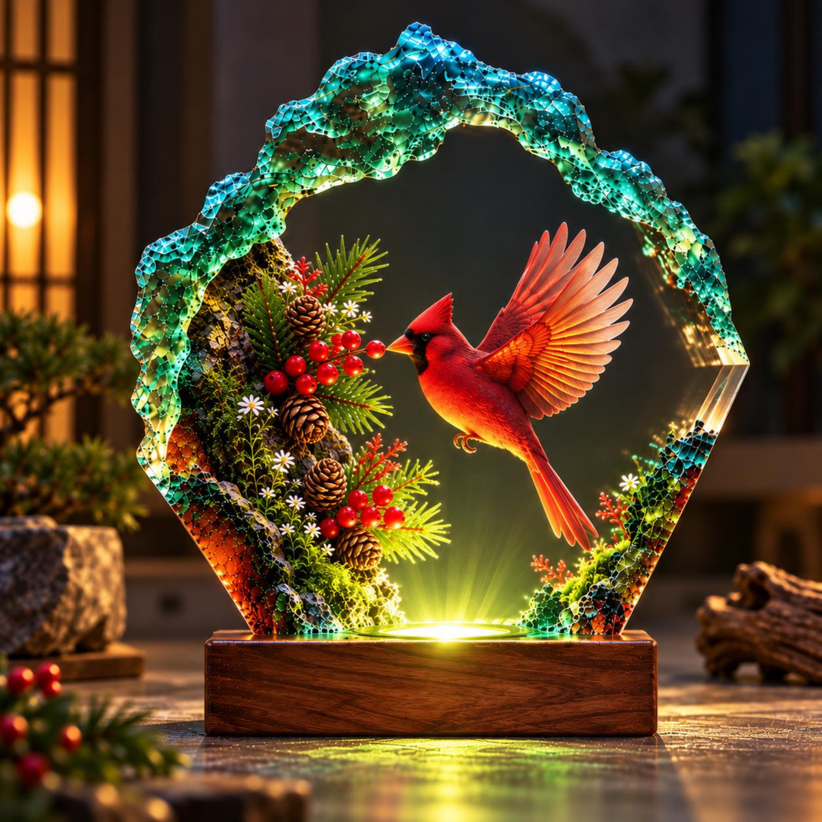 Red Cardinal Resin Night Light - Meaningful Bird Lover Gift