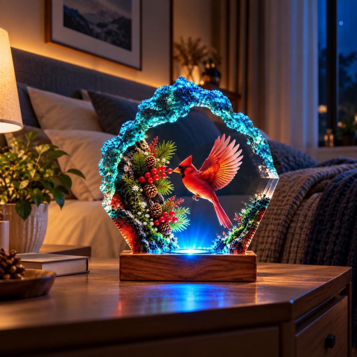 Red Cardinal Resin Night Light - Meaningful Bird Lover Gift