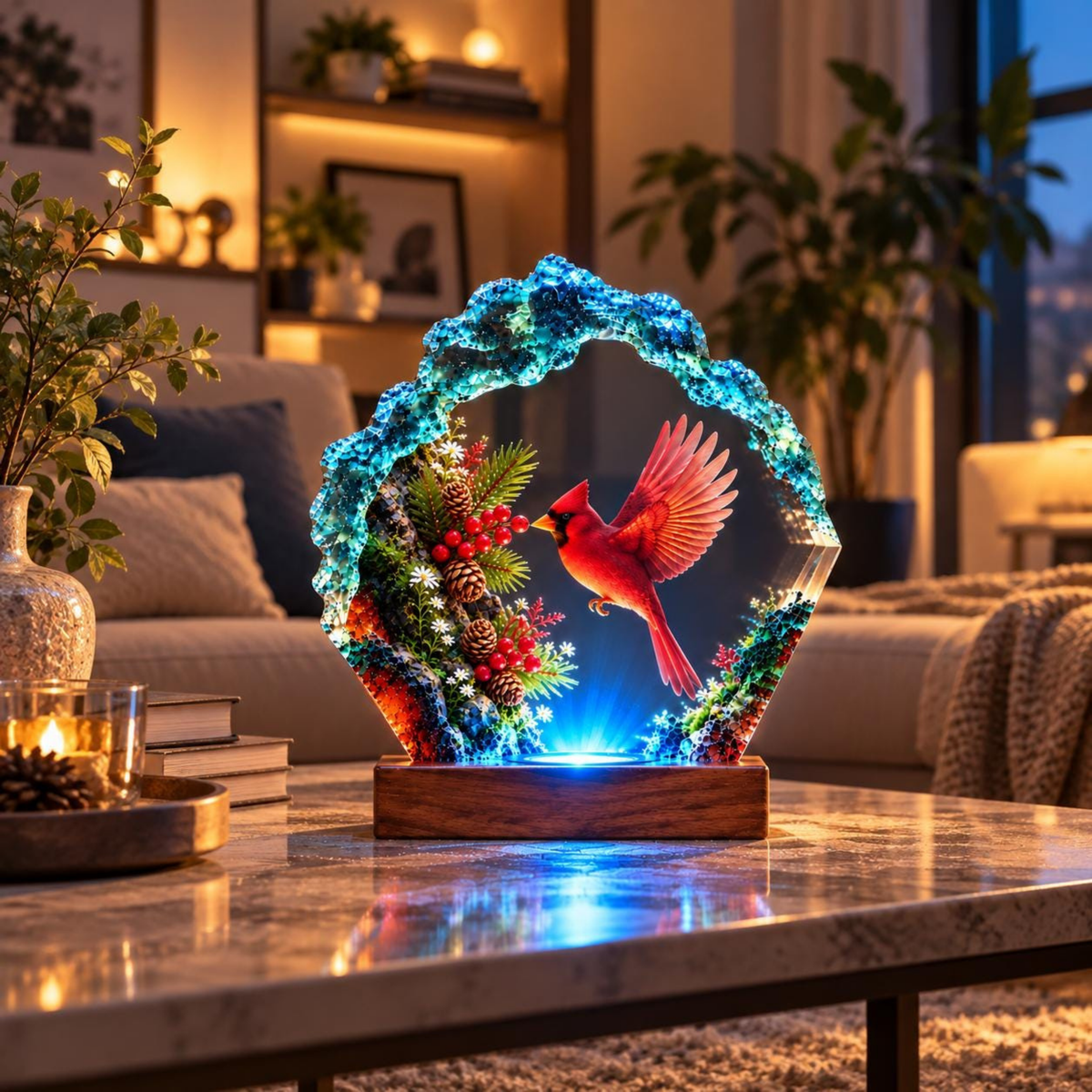 Red Cardinal Resin Night Light - Meaningful Bird Lover Gift