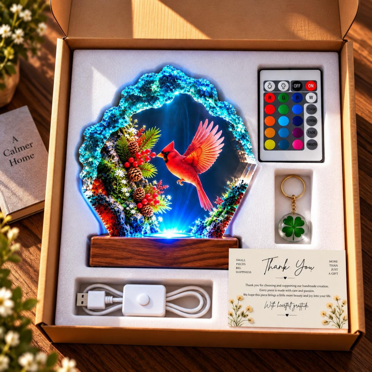 Red Cardinal Resin Night Light - Meaningful Bird Lover Gift
