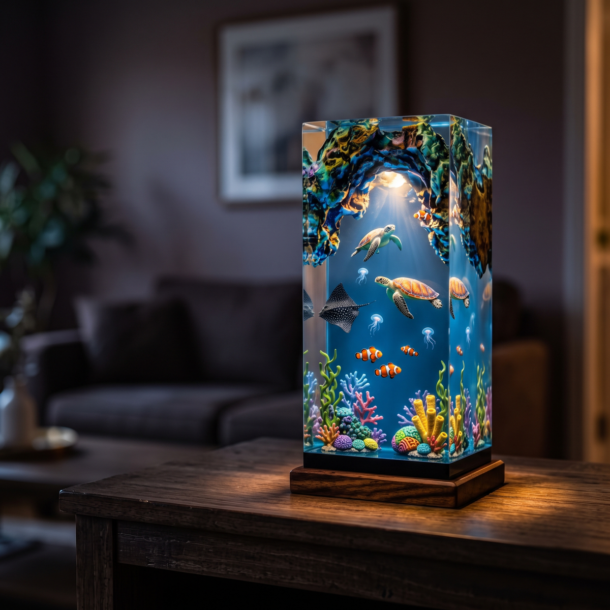 Sea Turtle & Manta Ray Coral Reef Night Light