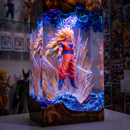Golden Warrior Energy Transformation Resin Lamp - Fantasy Anime Fighter Night Light