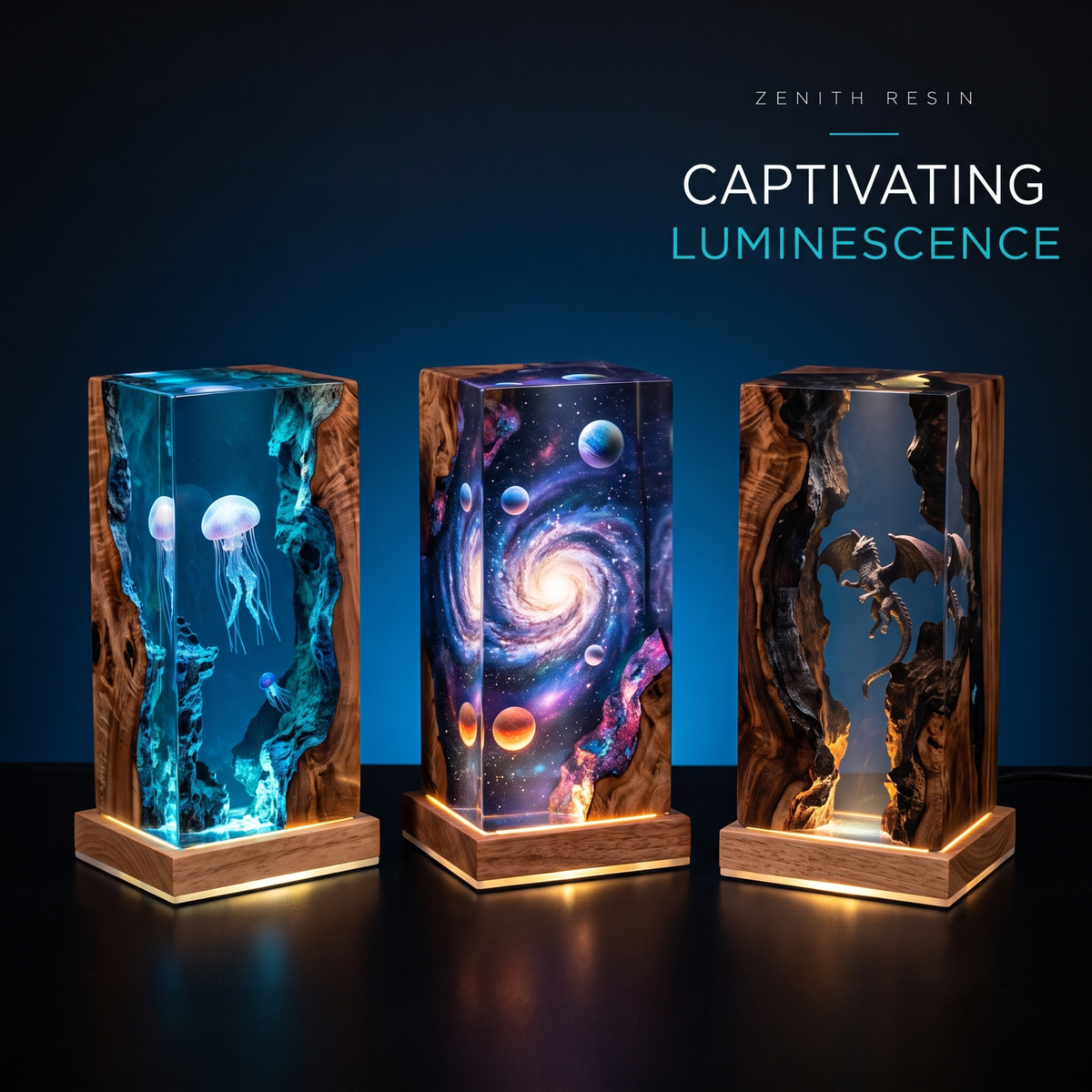 Custom Resin Lamp – Personalized Handmade Epoxy LED Night Light, Unique Custom Gift