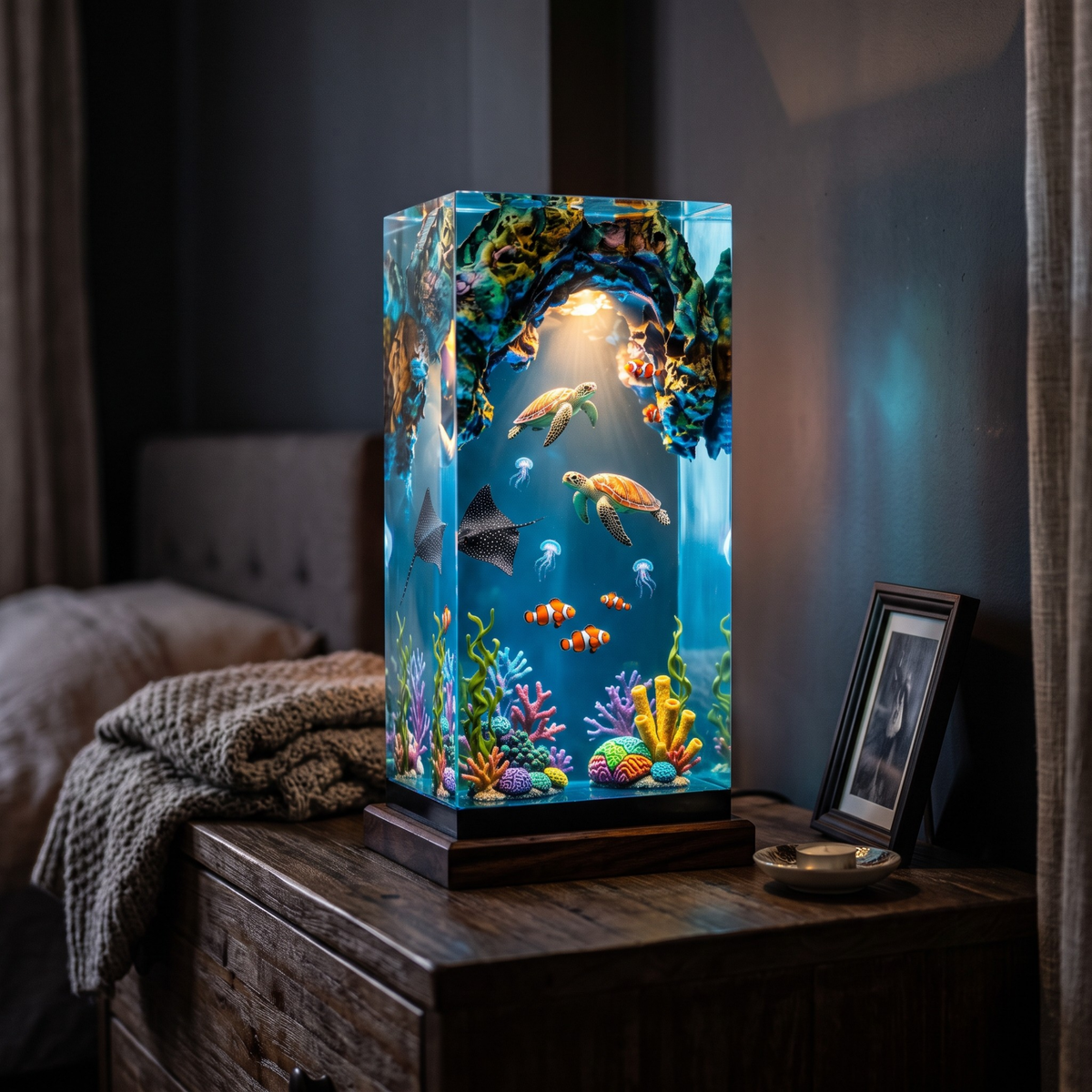 Sea Turtle & Manta Ray Coral Reef Night Light