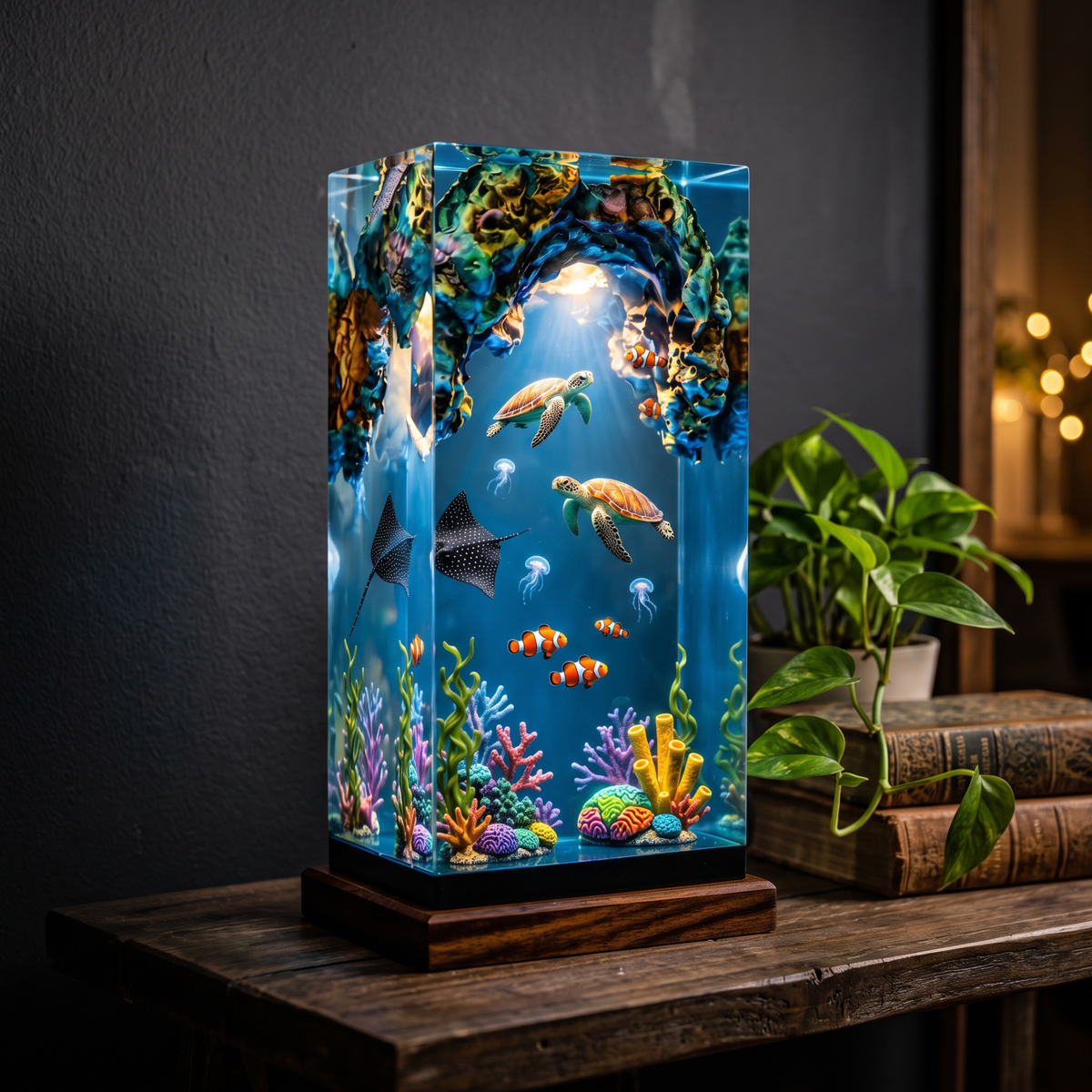 Sea Turtle & Manta Ray Coral Reef Night Light