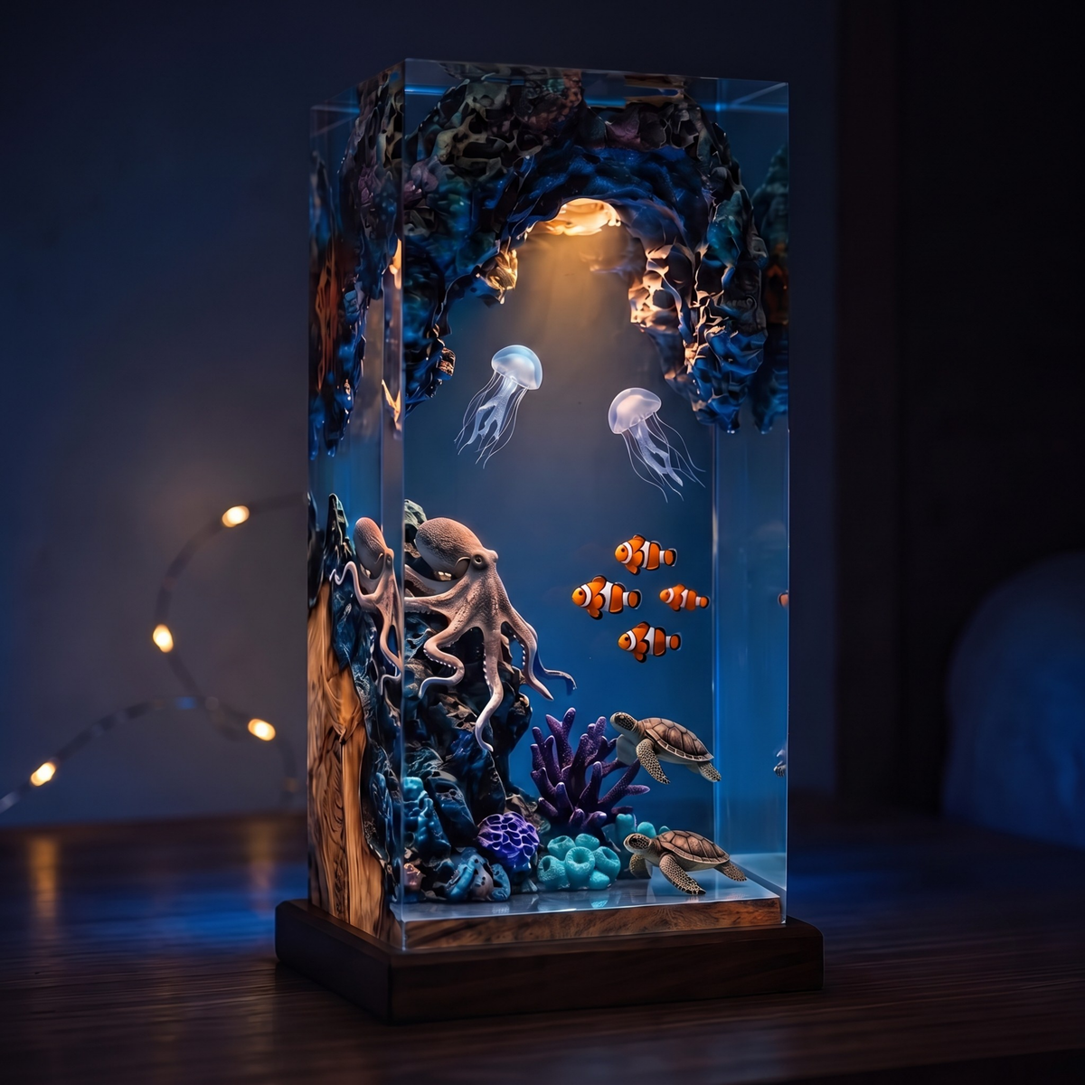 Octopus & Jellyfish Epoxy Resin Night Light