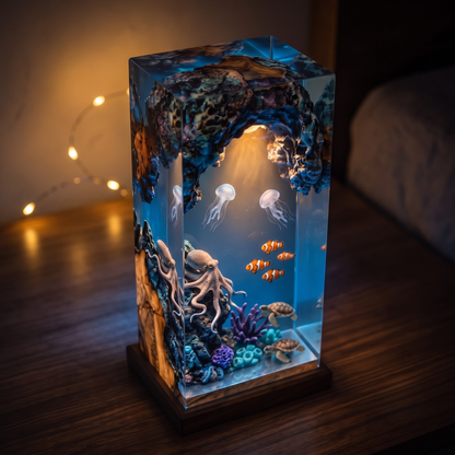 Octopus & Jellyfish Epoxy Resin Night Light