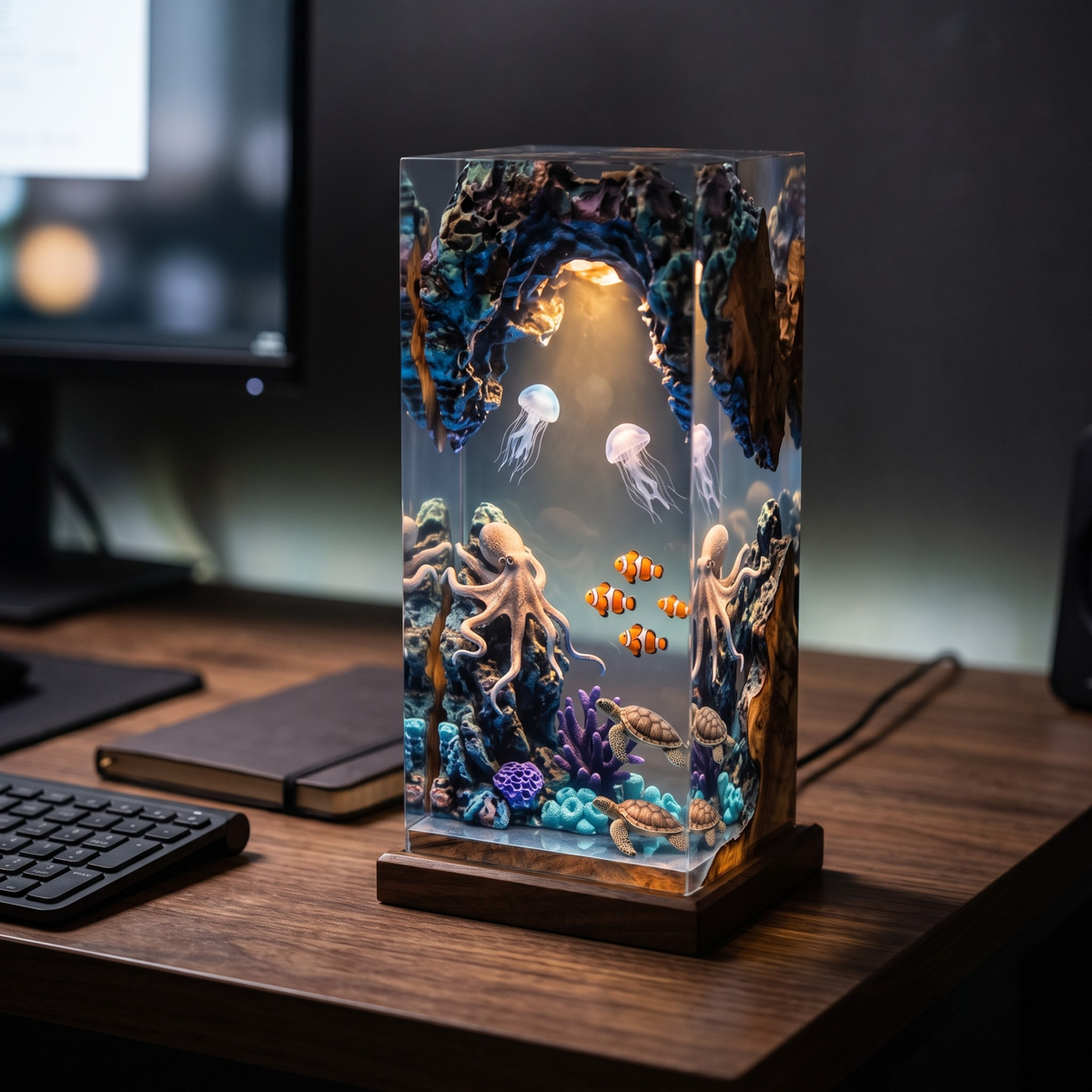 Octopus & Jellyfish Epoxy Resin Night Light