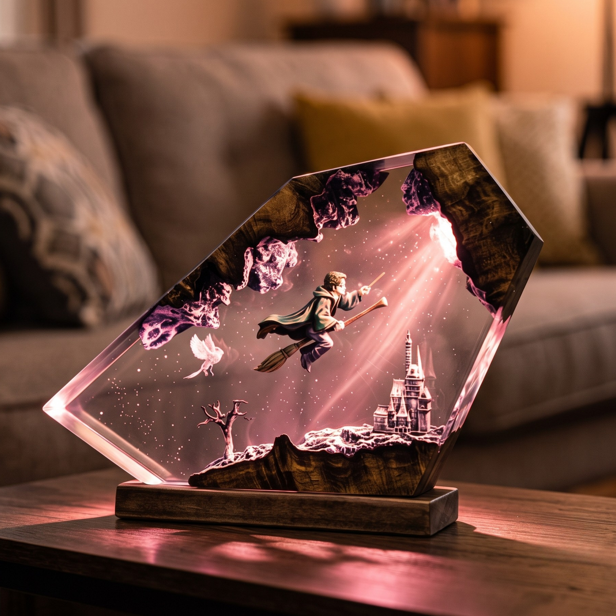 Handmade Harry Potter Resin Lamp - Wizard Resin Lamp - Epoxy Magical Castle Night Light